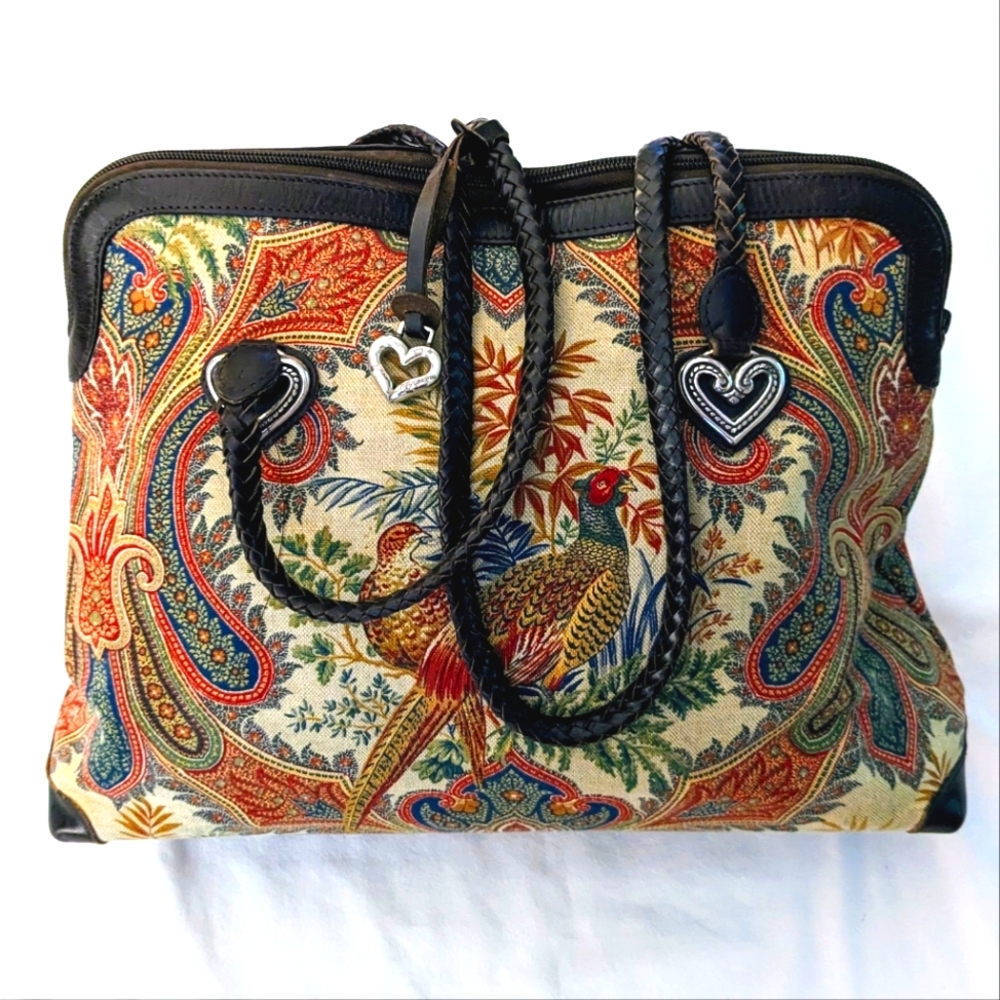 Brighton Vintage Pheasant Satchel – Braided Leather Handles – Style C250050